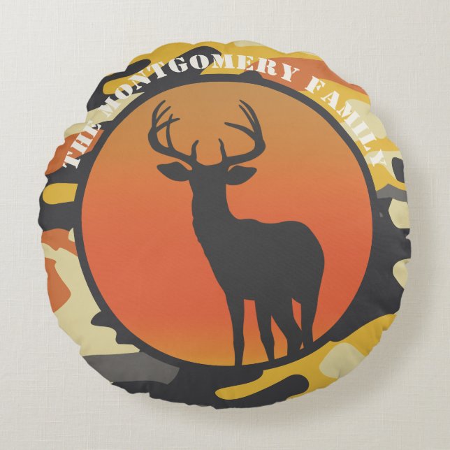 Almohada redonda de ciervo y camo (Anverso)