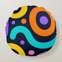 Almohada Redonda de Círculos Geométricos Negrita