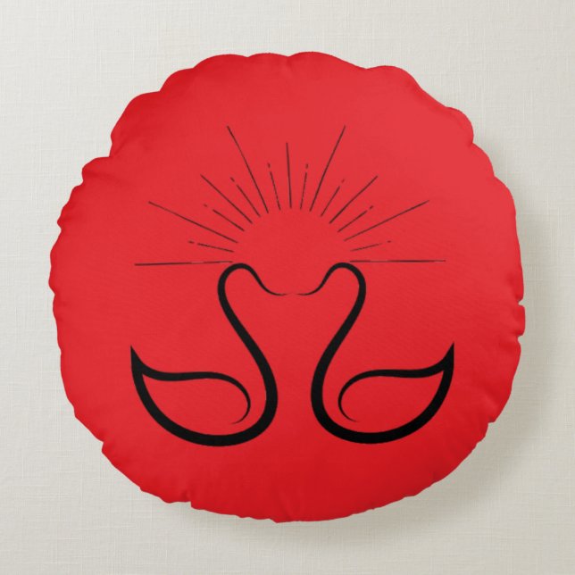 Almohada redonda de cisnes (Anverso)