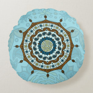 Almohada Redonda de Cobre Mehndi Fantasy