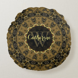 Almohada redonda de cojín Batik Bohasia Earthy Art