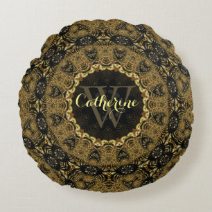 Almohada redonda de cojín Batik Bohasia Earthy Art