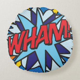 Almohada redonda de cojín WHAM! de cómic