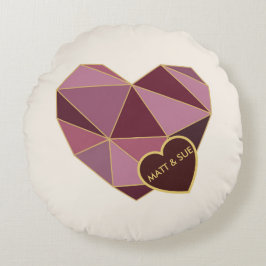 Almohada Redonda de Corazón Geométrico Personaliza