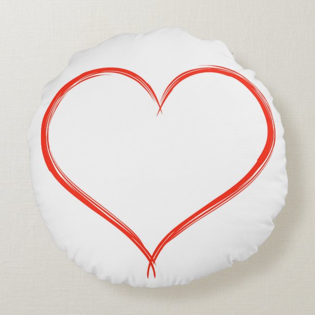Almohada Redonda de Corazón Rojo (Reverso)