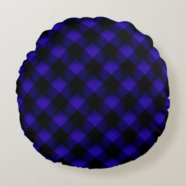 Almohada Redonda de Cuadro Azul (Anverso)