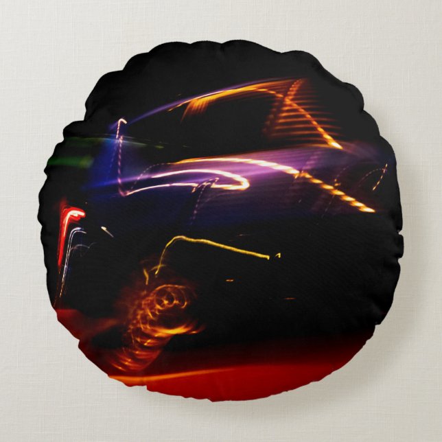 almohada redonda de danza del coche púrpura (Anverso)