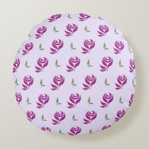 Almohada redonda de diseño floral de rosas magenta