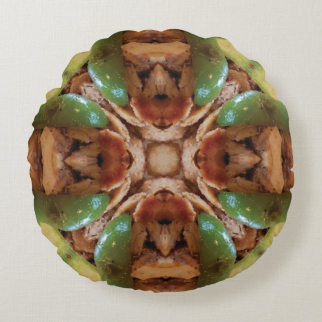 Almohada redonda de diseño marrón personalizado (Anverso)