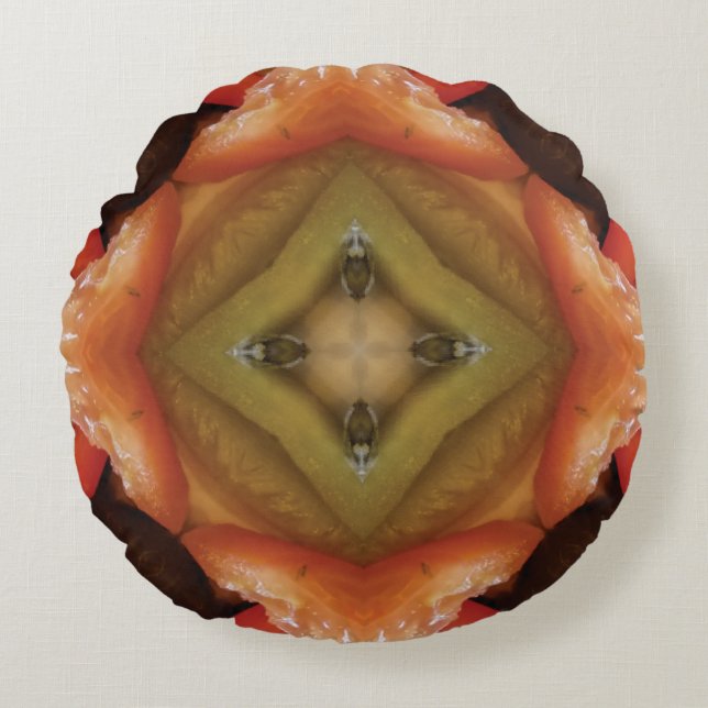 Almohada redonda de diseño marrón personalizado (Anverso)