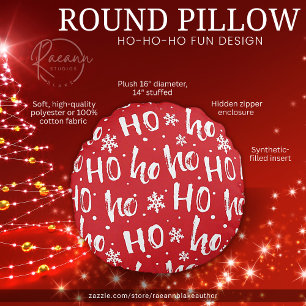 Almohada Redonda de Diseño Navideño Divertido Ho-H