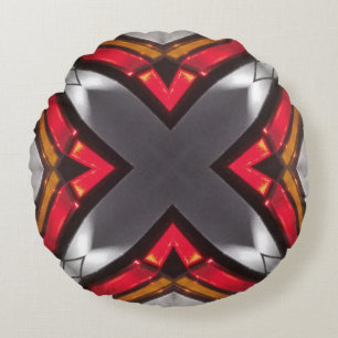 Almohada redonda de diseño rojo gris oscuro person