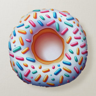 Almohada Redonda de Donut Espolvoreado – Divertida