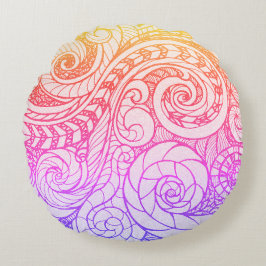 Almohada redonda de Doodle colorida
