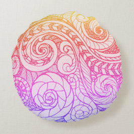 Almohada redonda de Doodle colorida