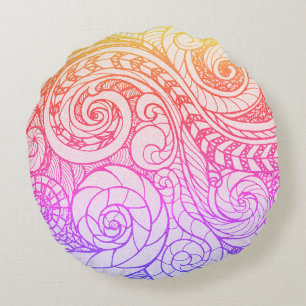 Almohada redonda de Doodle colorida