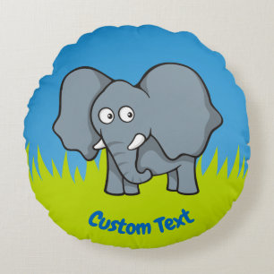 Almohada redonda de elefante gris personalizado