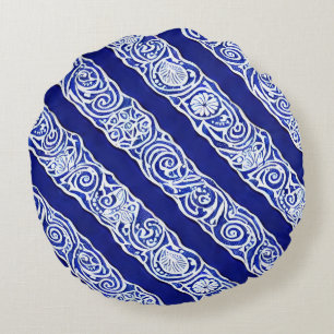 Almohada redonda de elegancia azul