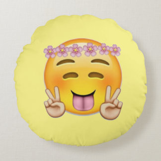 Almohada redonda de Emjoi del chica de la paz