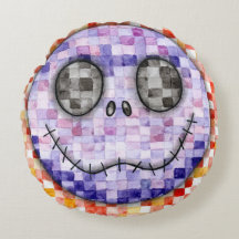 Almohada Redonda de Esqueleto Pixelado Adorable