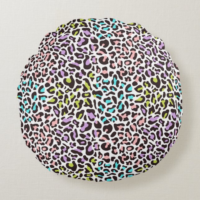 Almohada redonda de estampado de leopardo (Anverso)