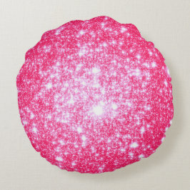 Almohada Redonda de Estrellas Brillantes Rosadas