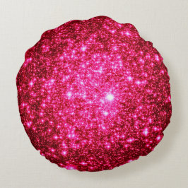 Almohada Redonda de Estrellas Rosa Brillante