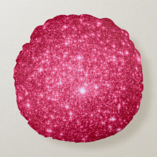 Almohada Redonda de Estrellas Rosa Fucsia