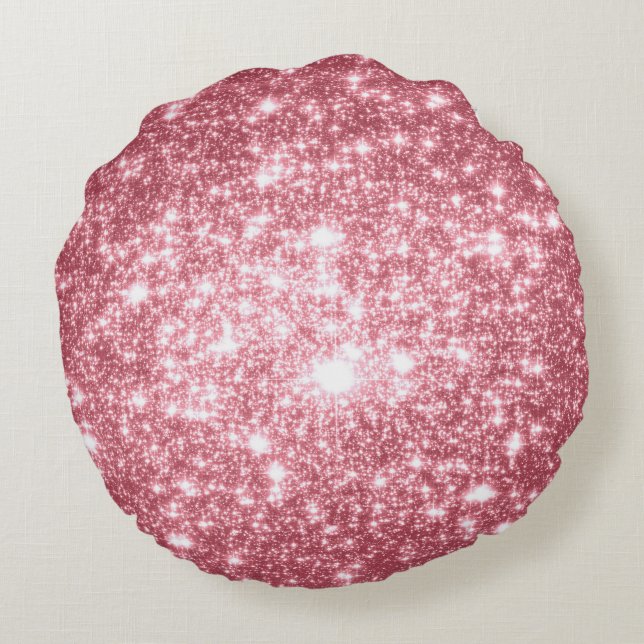 Almohada redonda de estrellas rosadas (Reverso)