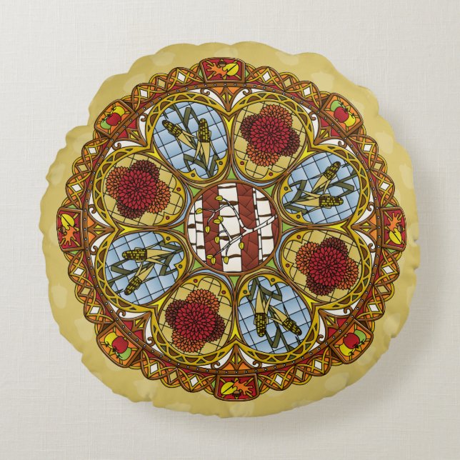 Almohada redonda de Fall Nouveau (Anverso)