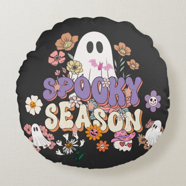Almohada redonda de Fantasma Halloween Cutáneo Spo (Anverso)