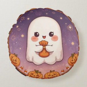 Almohada Redonda de Fantasma Kawaii