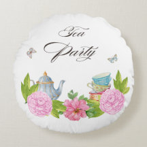 Almohada Redonda de Fiesta de Té Floral Vintage
