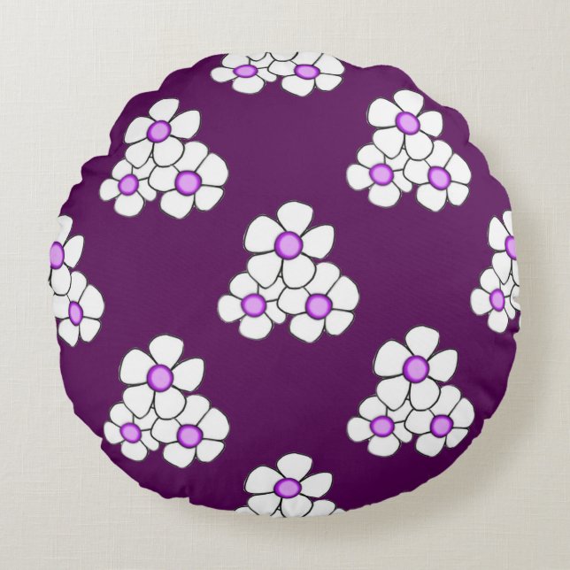 Almohada Redonda de Flor de Margarita con Centro P (Anverso)