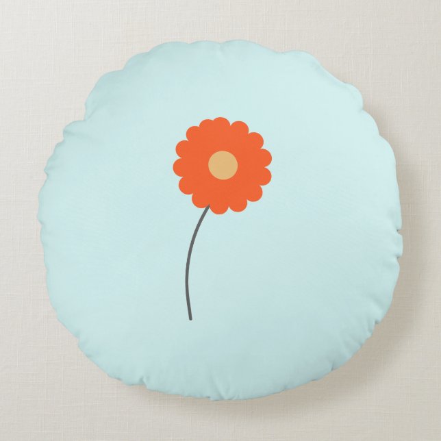 Almohada Redonda de Flor Retro Minimalista (Anverso)