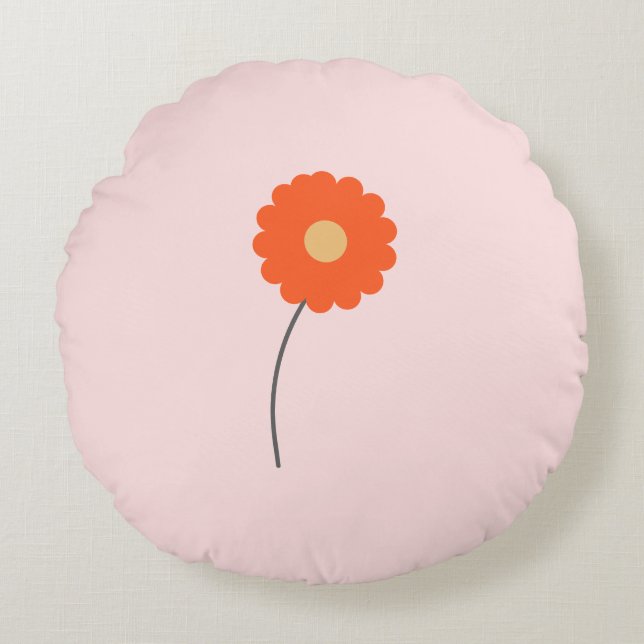 Almohada Redonda de Flor Retro Minimalista (Anverso)