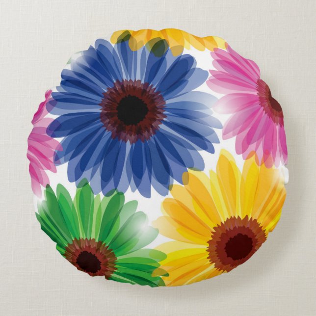 Almohada Redonda de Flores (Anverso)