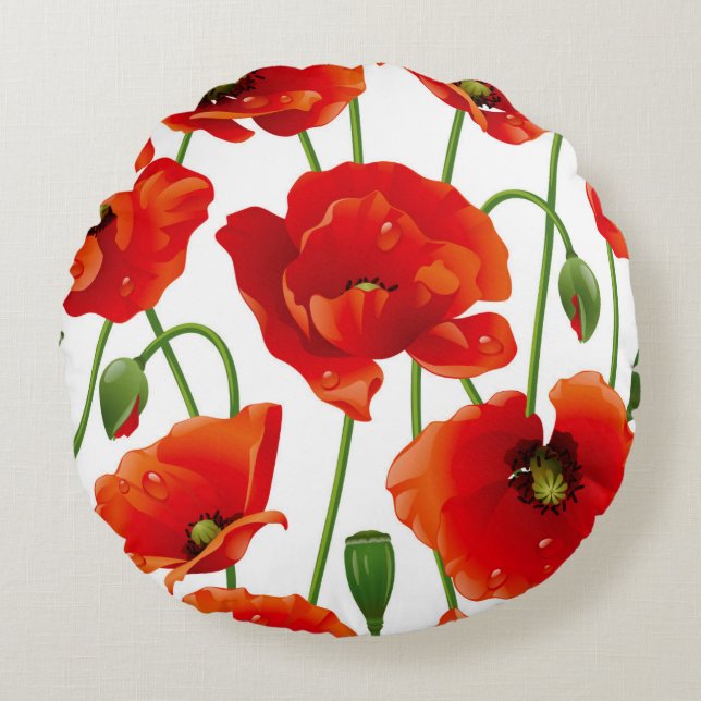 Almohada Redonda de Flores (Anverso)