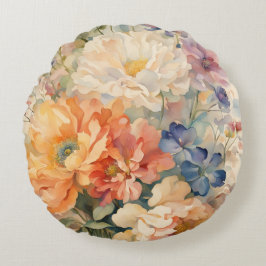 almohada redonda de flores silvestres