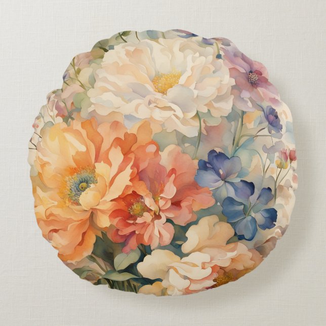 almohada redonda de flores silvestres (Anverso)