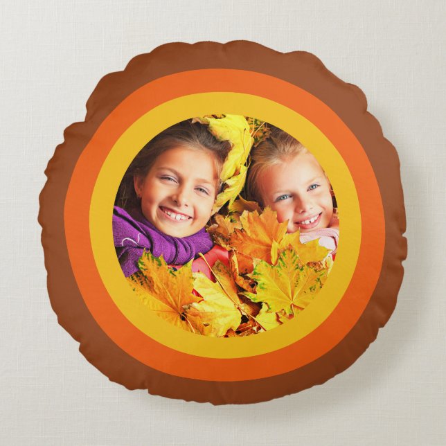 Almohada redonda de fotografía marrón Naranja de l (Anverso)