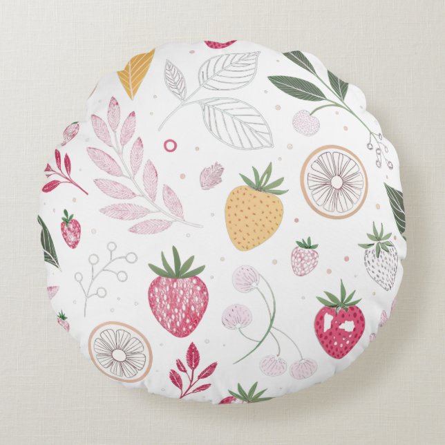 Almohada redonda de fresa de cítricos (Anverso)