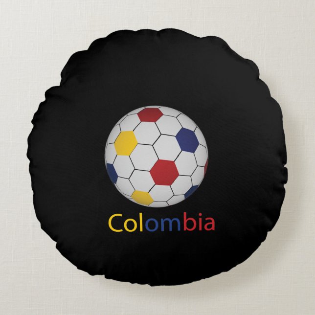 Almohada redonda de fútbol de Colombia (Anverso)