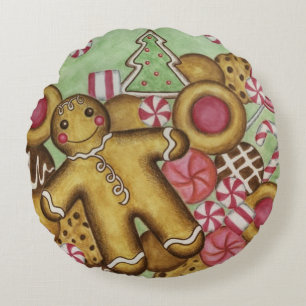 Almohada Redonda de Galletas de Caramelo de Navida