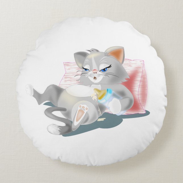 Almohada Redonda de Gatito Bebé (Anverso)