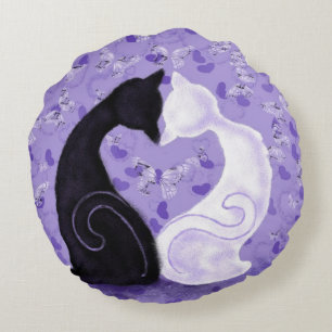 Almohada Redonda de Gato para Pareja Romántica