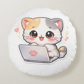 Almohada Redonda de Gato Portátil Kawaii | Gatito