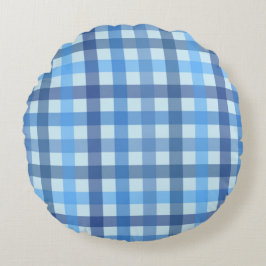 Almohada redonda de gingham de cinco colores azul
