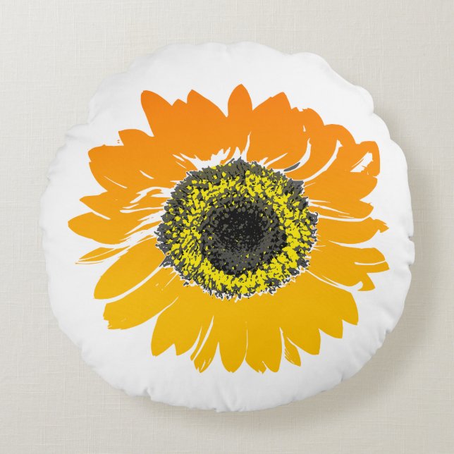 Almohada redonda de girasol (Anverso)