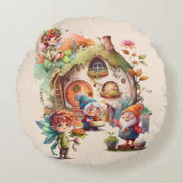 Almohada Redonda de Hada y Gnomo Adorable | País d
